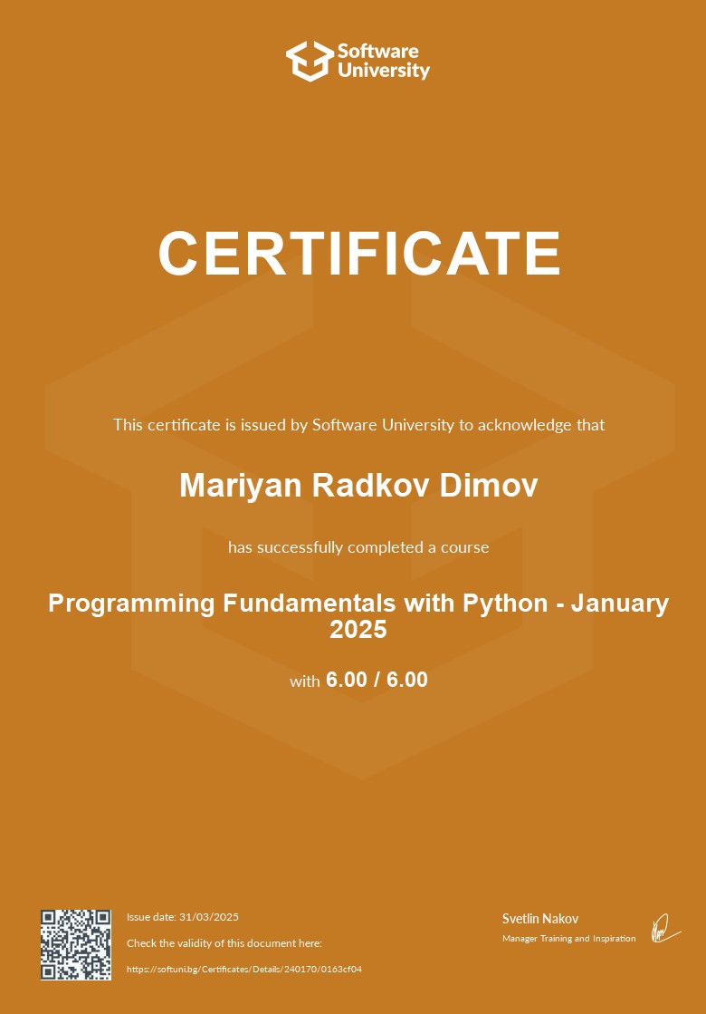 Certificate